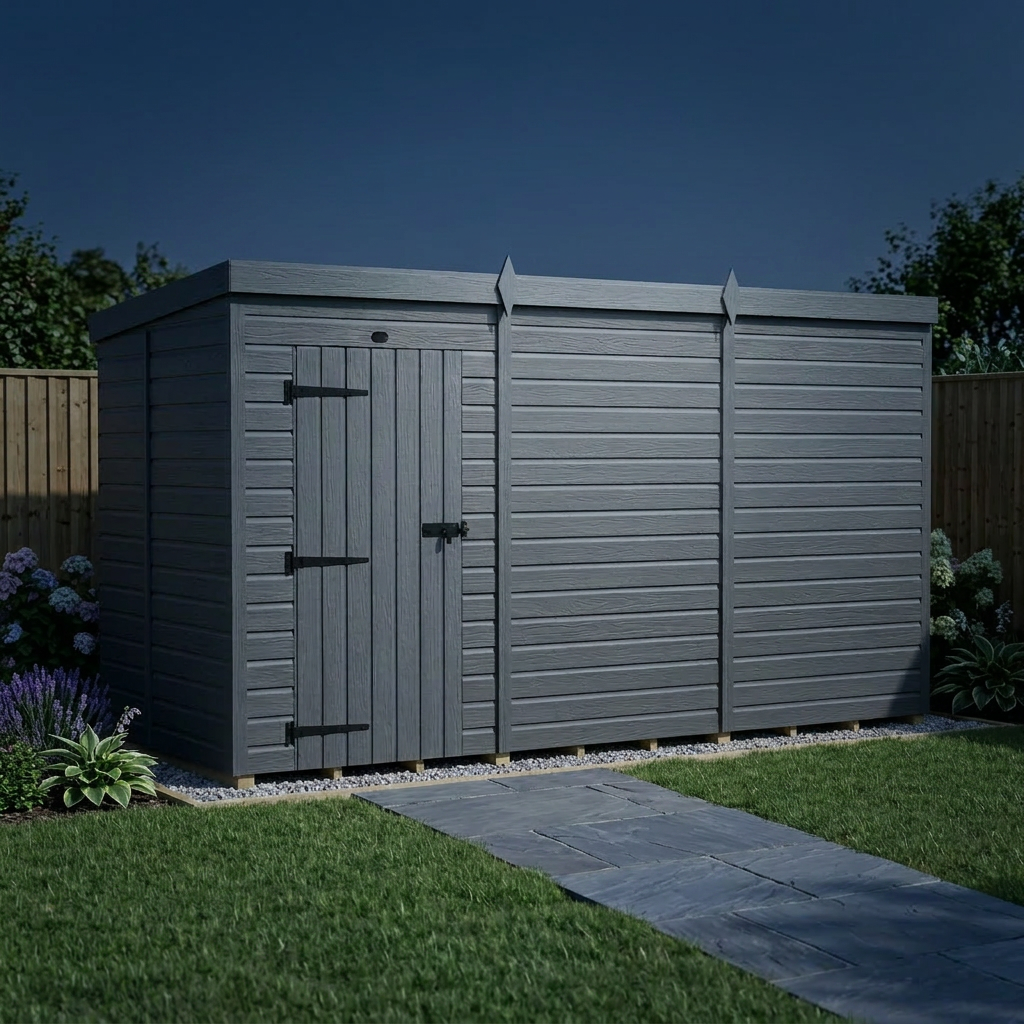 12x5 Pent Composite Shed (Single Door, No Windows)