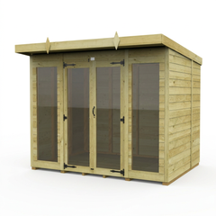 8 x 8 Pent Summer House (Full Height Window)