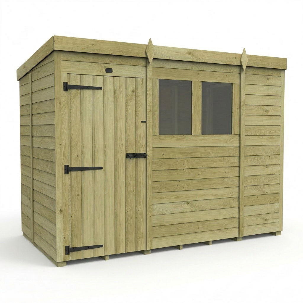 9 x 5 Pent Shed (Single Door, With Windows)