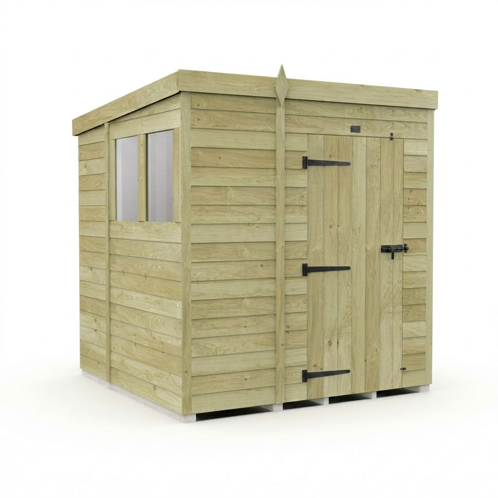 6 x 7 Pent Shed (Single Door, With Windows)