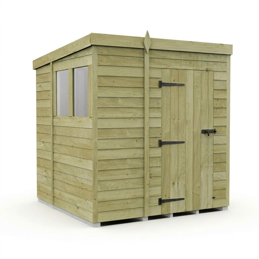 7 x 7 Pent Shed (Single Door, With Windows)