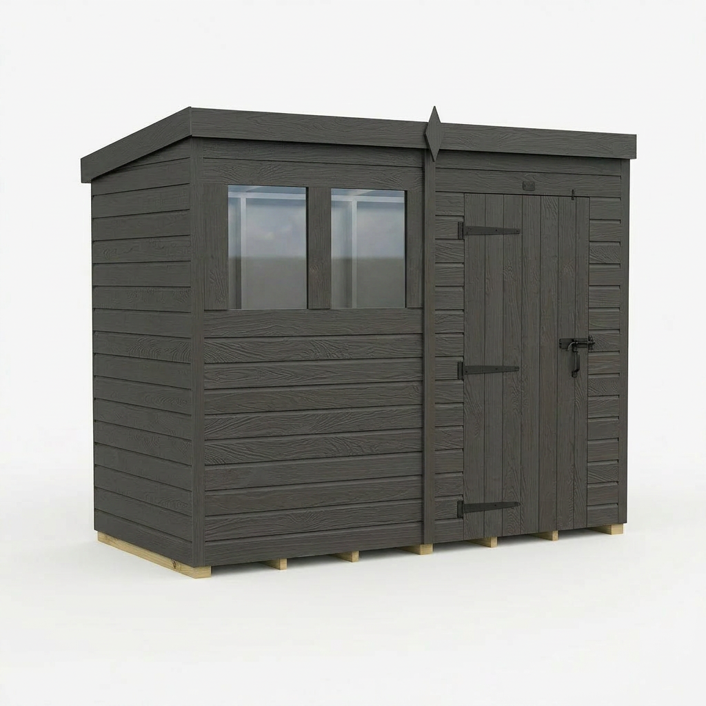 8x4 Pent Composite Shed (Single Door, With Windows)