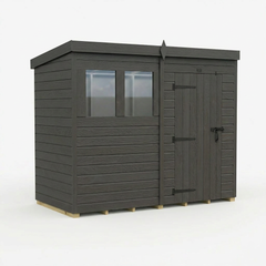 8x4 Pent Composite Shed (Single Door, With Windows)