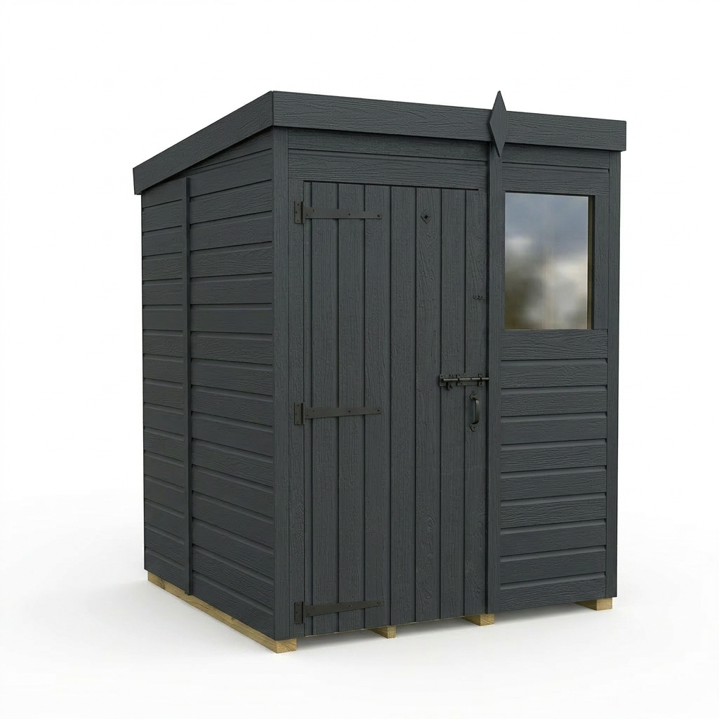 5x5 Pent Composite Shed (Single Door, With Windows)