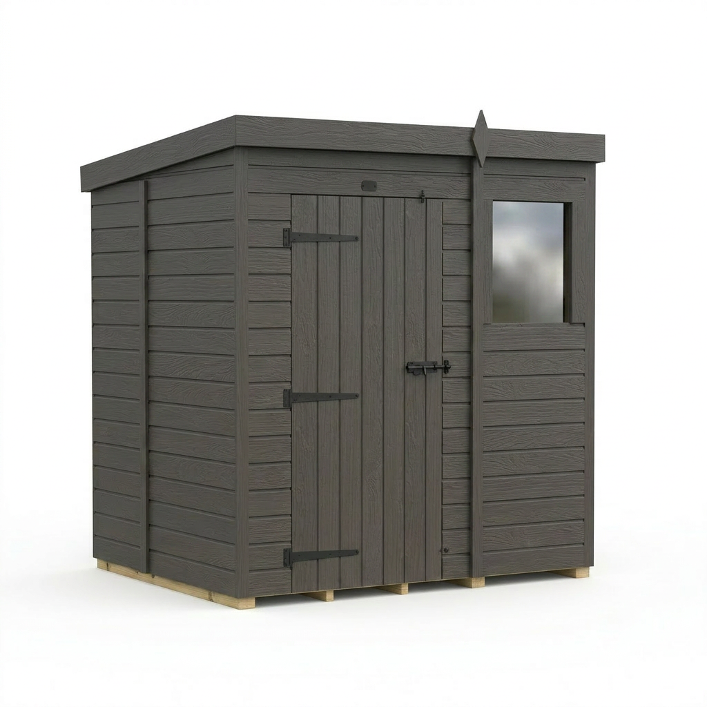 6x5 Pent Composite Shed (Single Door, With Windows)