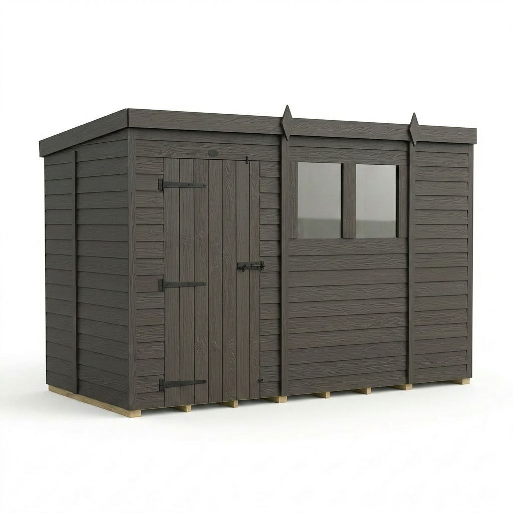 10x5 Pent Composite Shed (Single Door, With Windows)