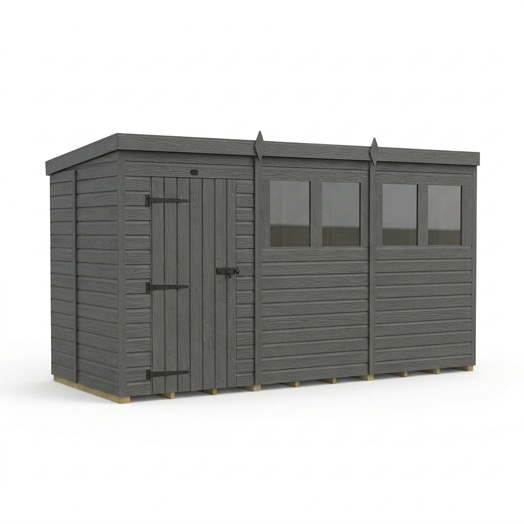 12x5 Pent Composite Shed (Single Door, With Windows)