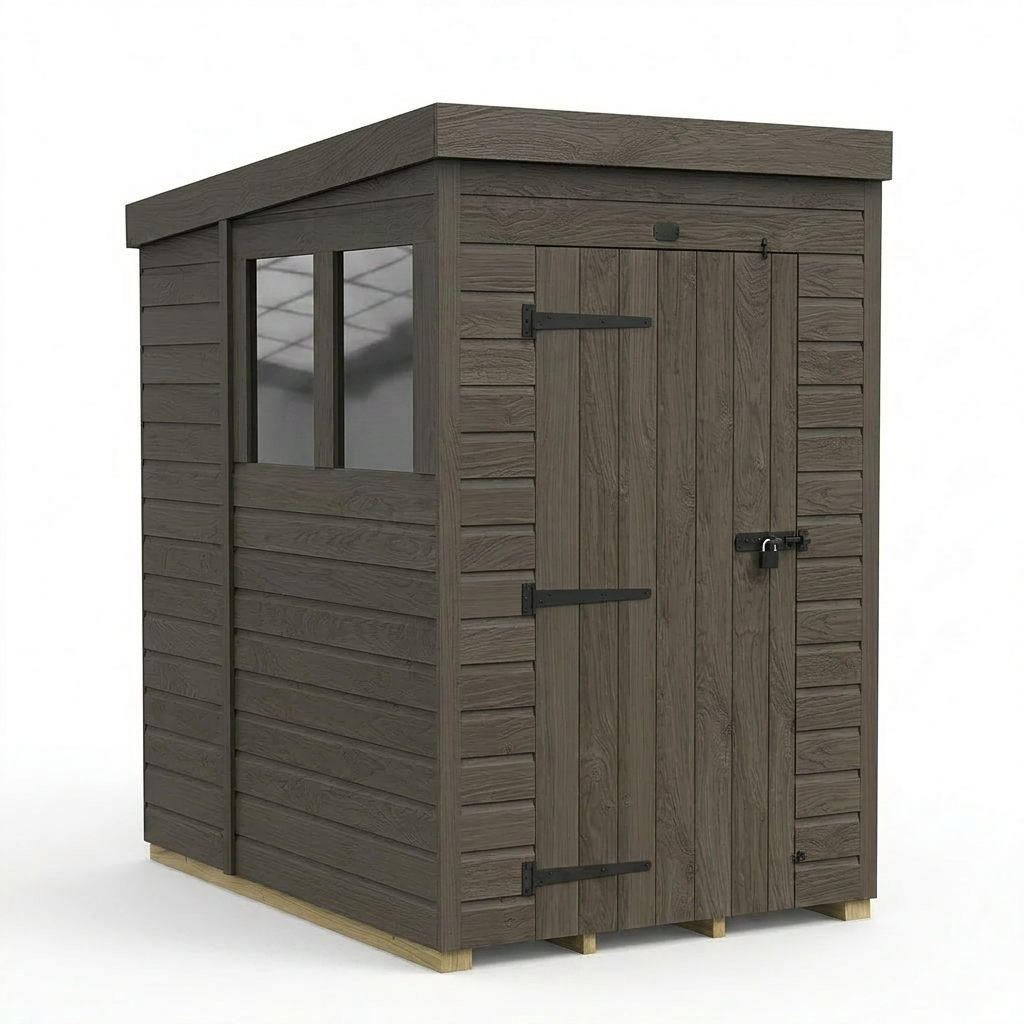 4x6 Pent Composite Shed (Single Door, With Windows)