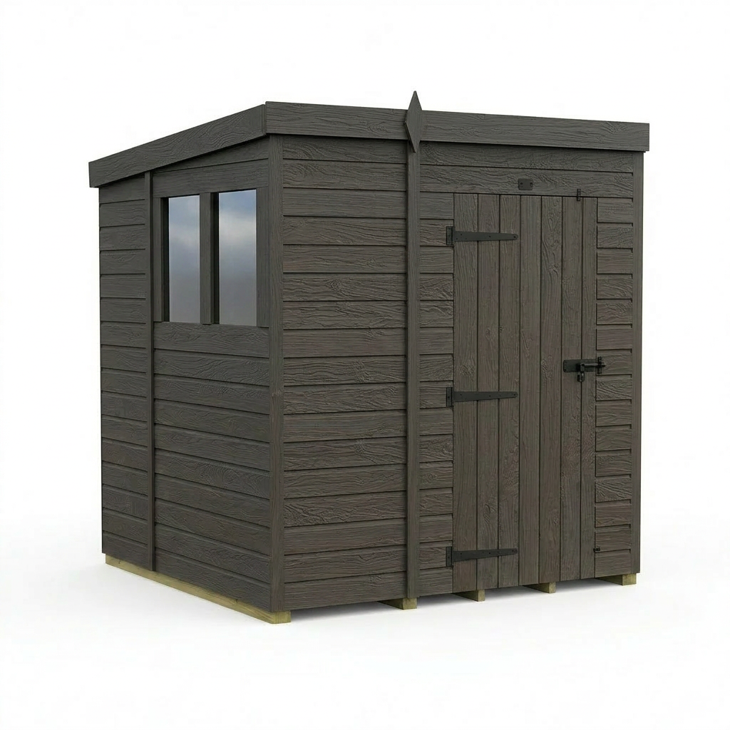 6x6 Pent Composite Shed (Single Door, With Windows)