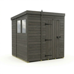 7x6 Pent Composite Shed (Single Door, With Windows)