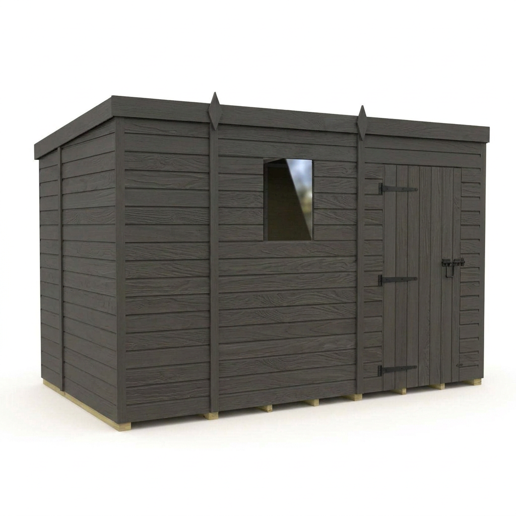 9x6 Pent Composite Shed (Single Door, With Windows)