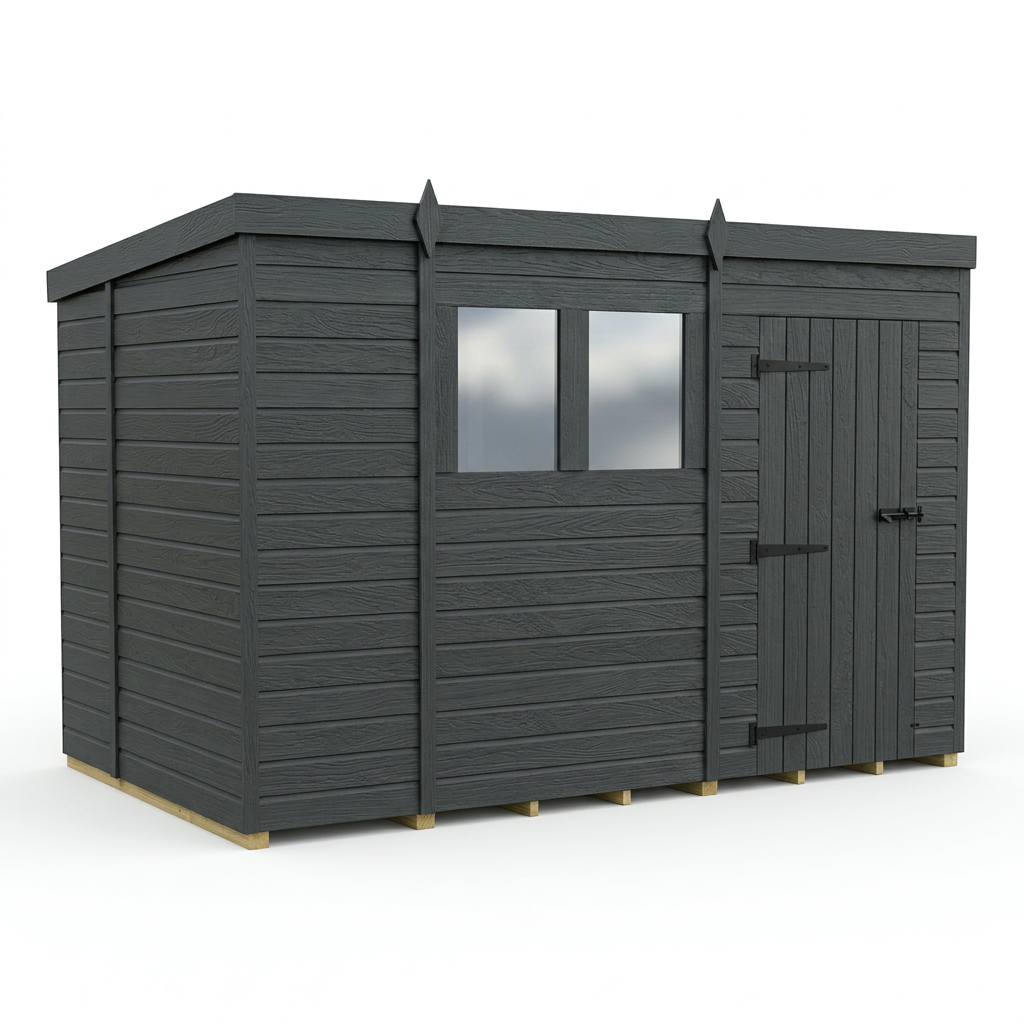 10x6 Pent Composite Shed (Single Door, With Windows)