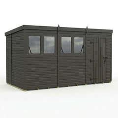 12x6 Pent Composite Shed (Single Door, With Windows)