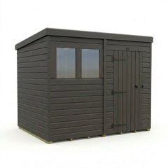 8x7 Pent Composite Shed (Single Door, With Windows)