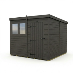 8x8 Pent Composite Shed (Single Door, With Windows)