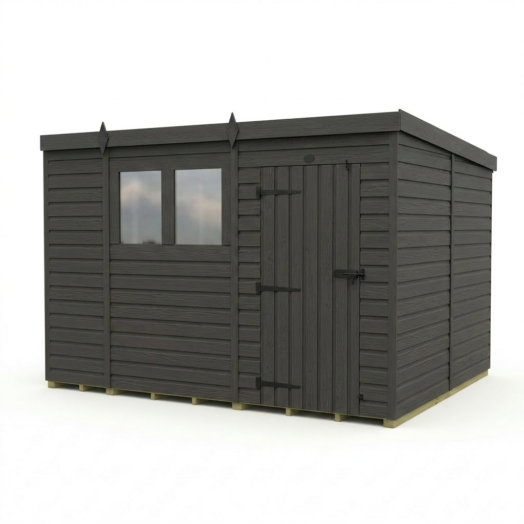 10x8 Pent Composite Shed (Single Door, With Windows)