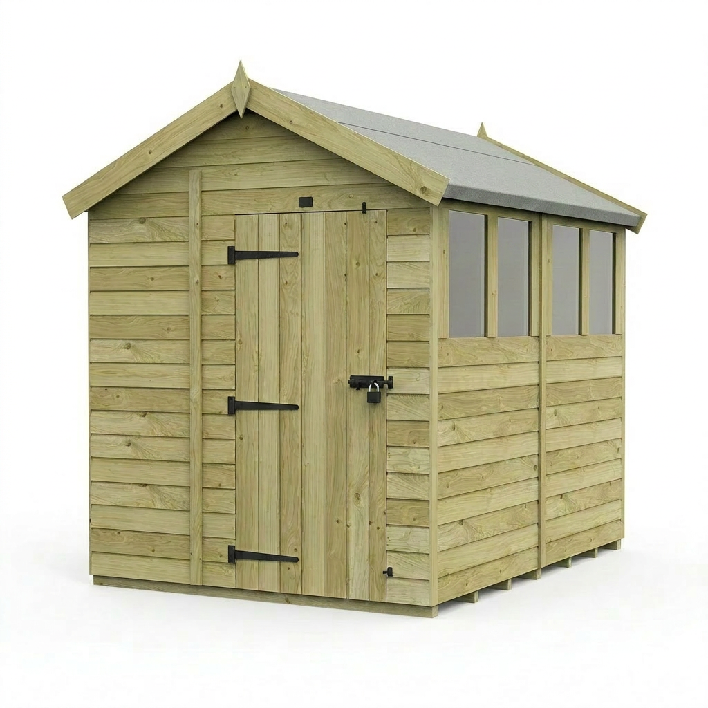 6 x 8 Apex Shed (Single Door, With Windows)
