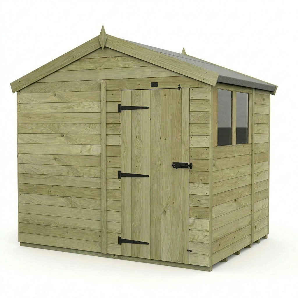 8 x 6 Apex Shed (Single Door, With Windows)
