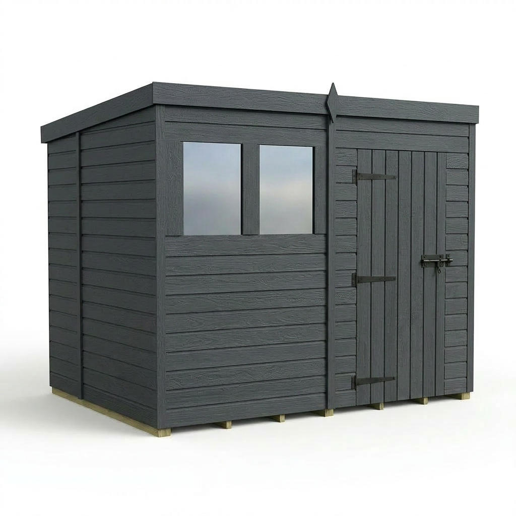 8x6 Pent Composite Shed (Single Door, With Windows)