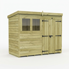 8 x 4 Pent Shed (Double Door, With Windows)