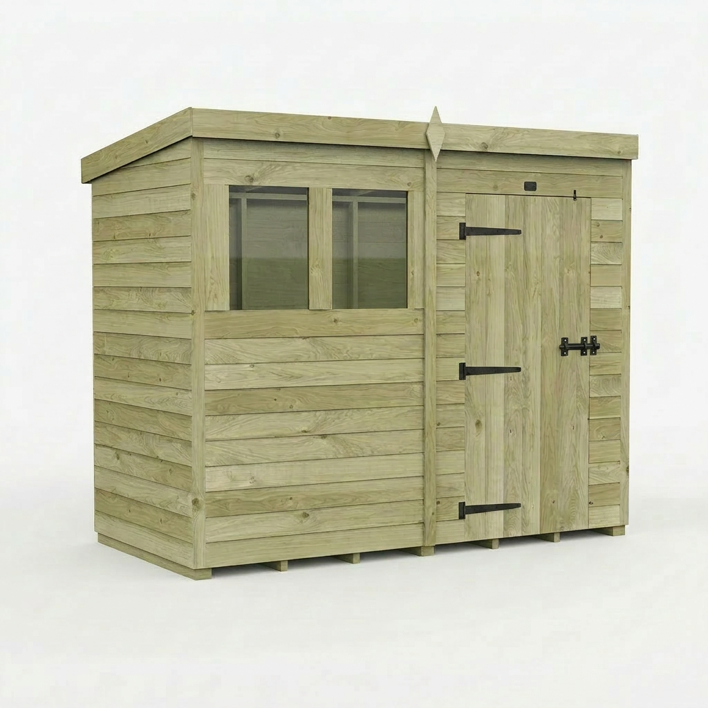 8 x 4 Pent Shed (Single Door, With Windows)