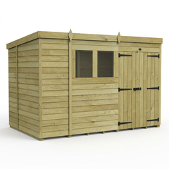 10 x 6 Pent Shed (Double Door, With Windows)
