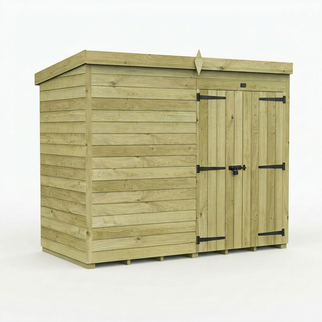 8 x 4 Pent Shed (Double Door, No Windows)