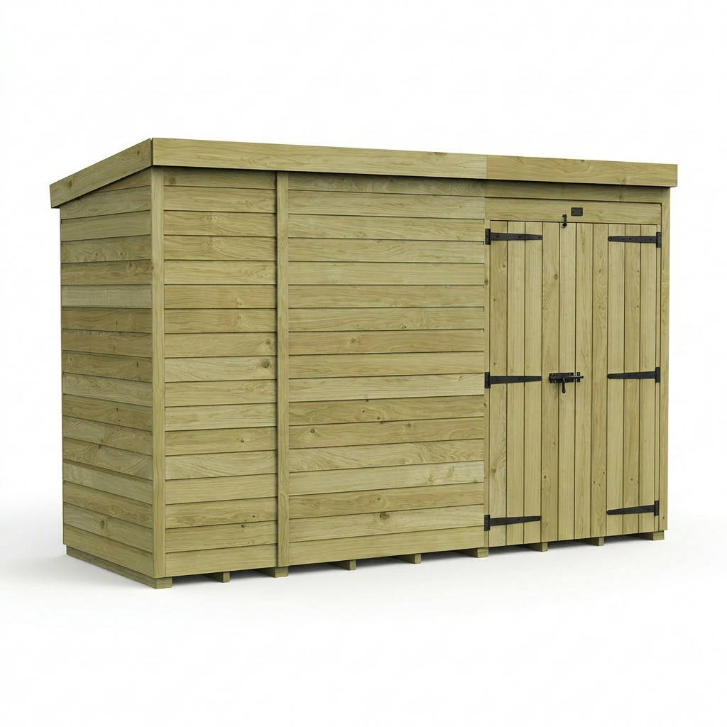 10 x 4 Pent Shed (Double Door, No Windows)