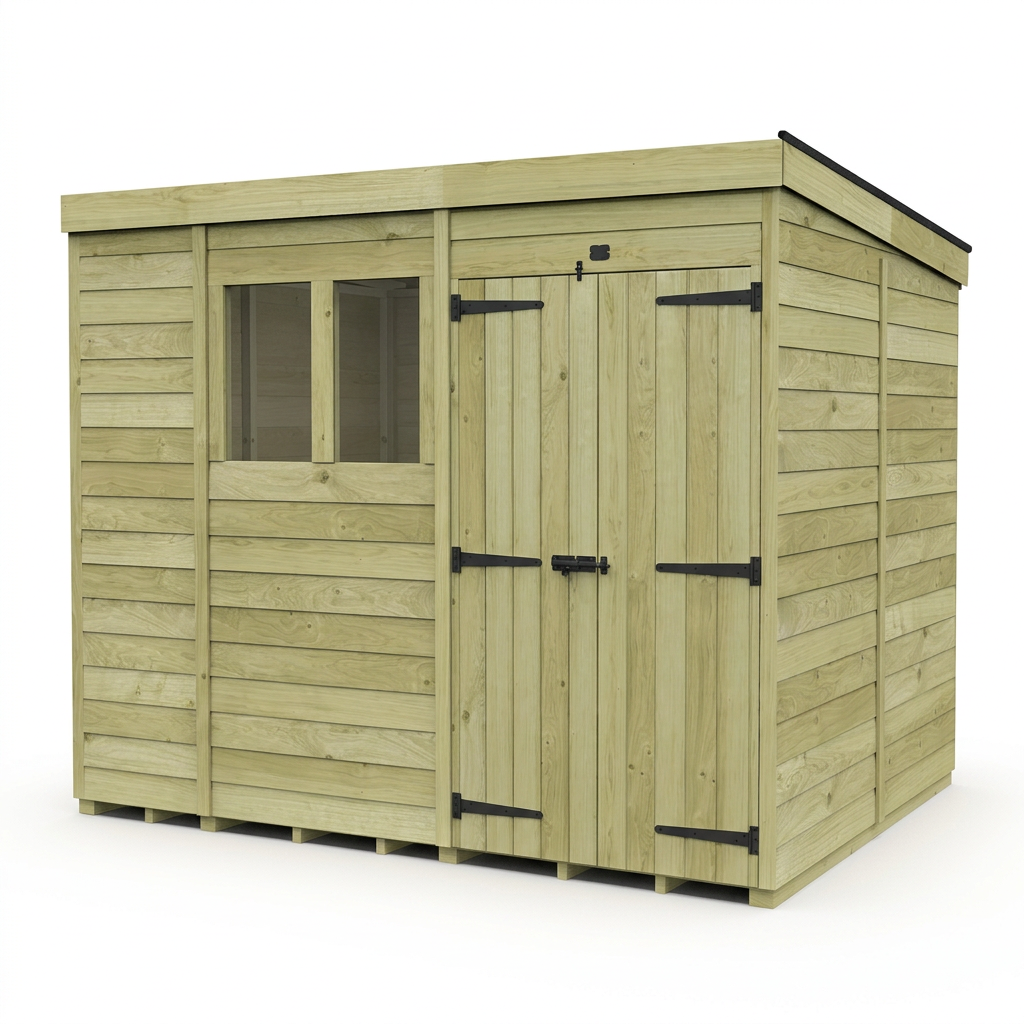 10 x 8 Pent Shed (Double Door, With Windows)