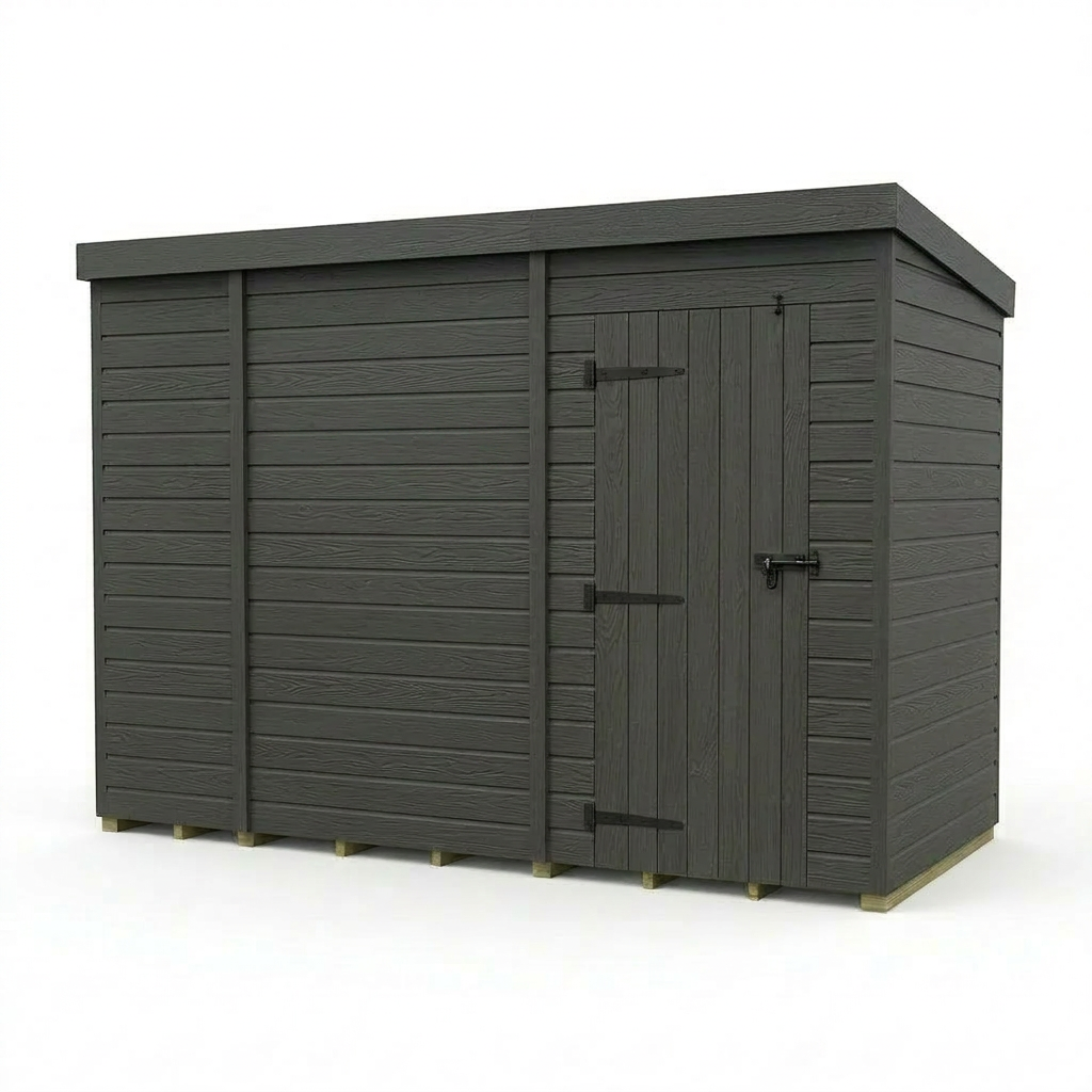 10x4 Pent Composite Shed (Single Door, No Windows)