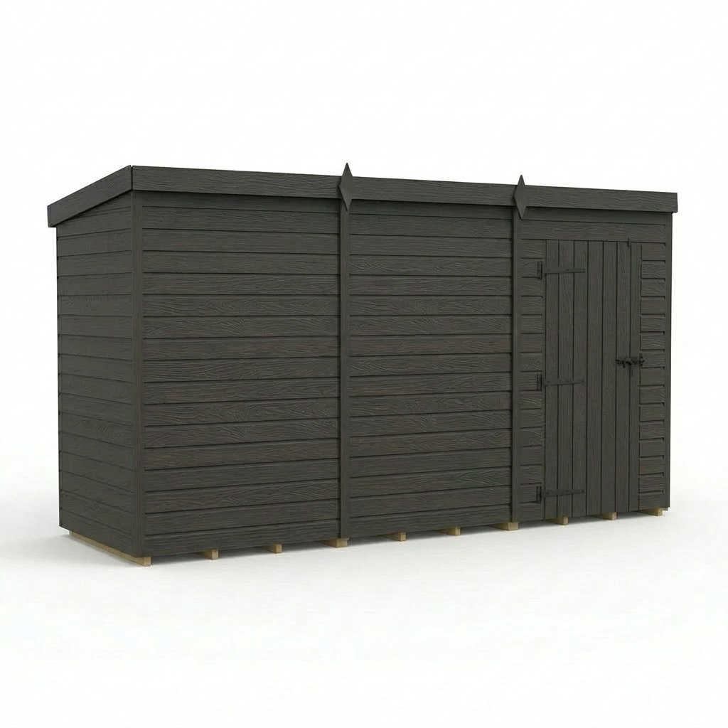 12x4 Pent Composite Shed (Single Door, No Windows)