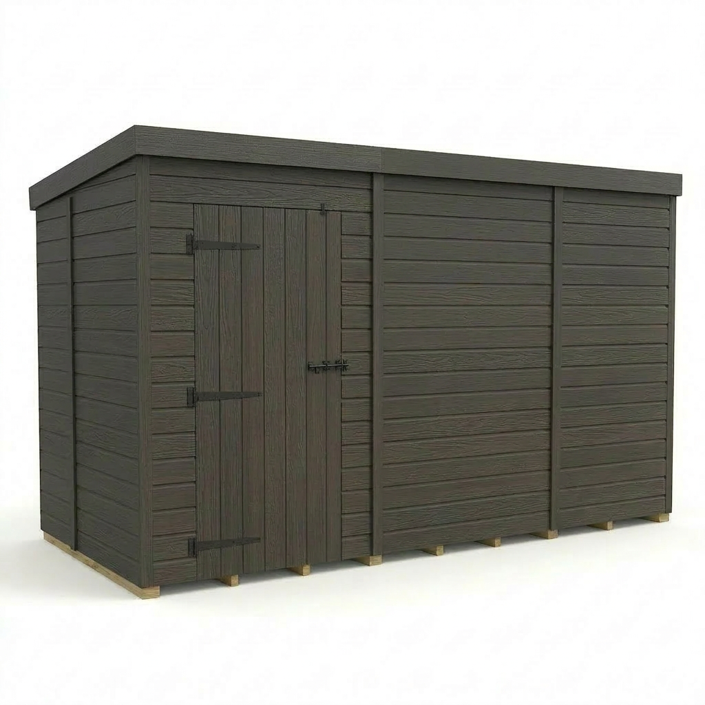 11x5 Pent Composite Shed (Single Door, No Windows)
