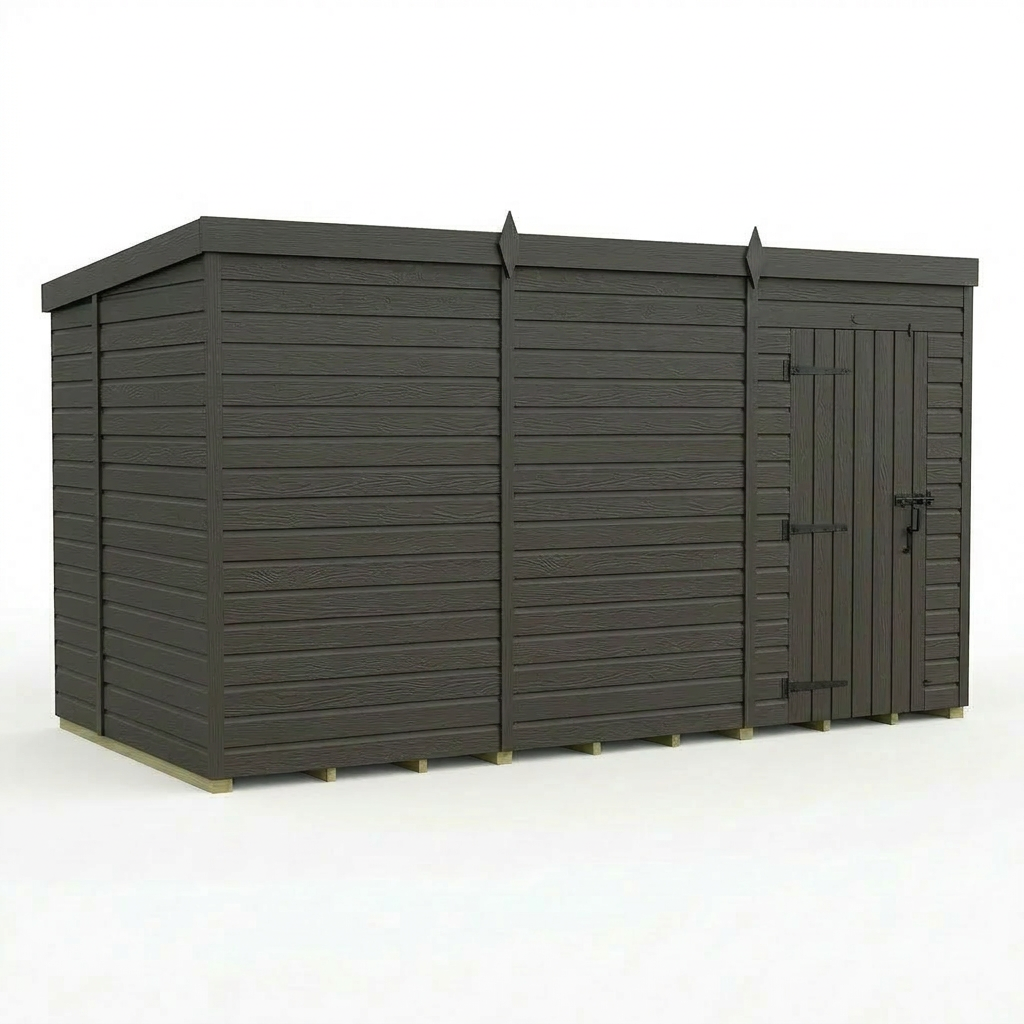 12x6 Pent Composite Shed (Single Door, No Windows)