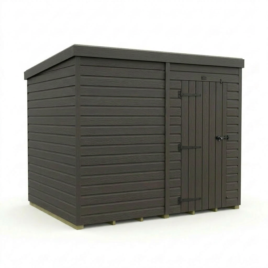 8x7 Pent Composite Shed (Single Door, No Windows)