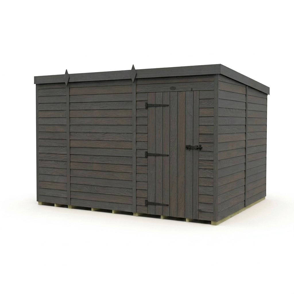 9x8 Pent Composite Shed (Single Door, No Windows)