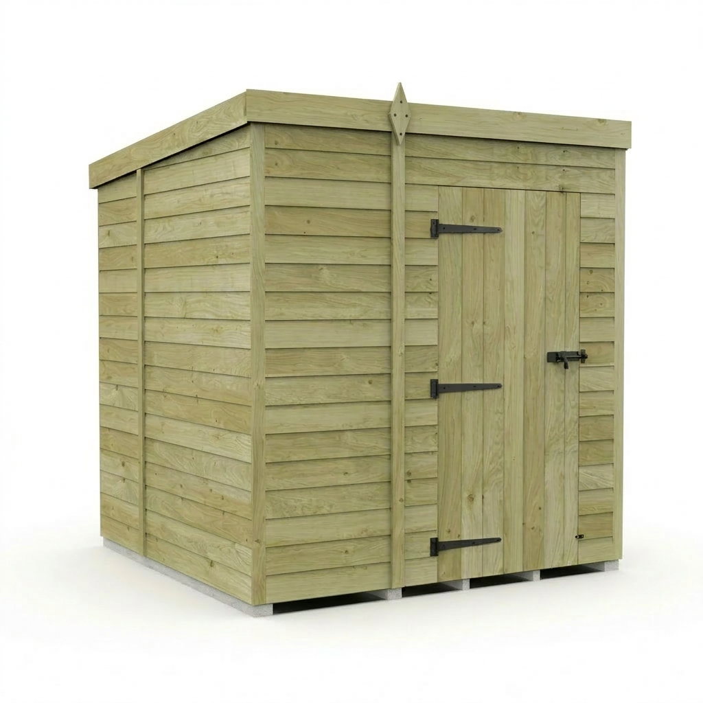 7 x 7 Pent Shed (Single Door, No Windows)