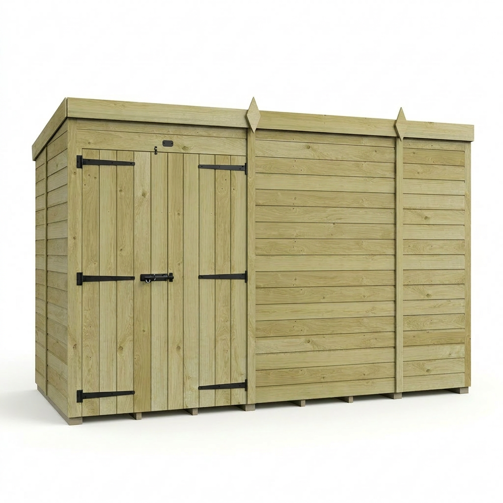 10 x 5 Pent Shed (Double Door, No Windows)