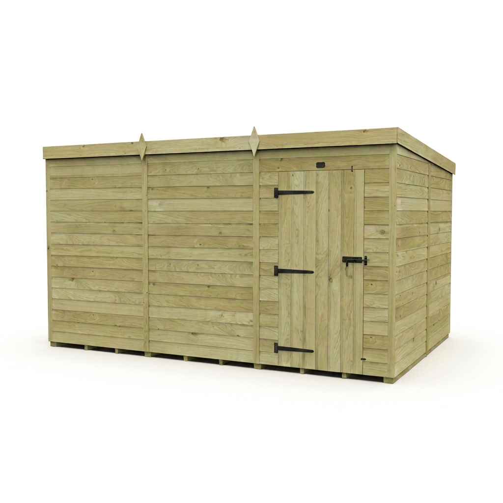 12 x 8 Pent Shed (Single Door, No Windows)