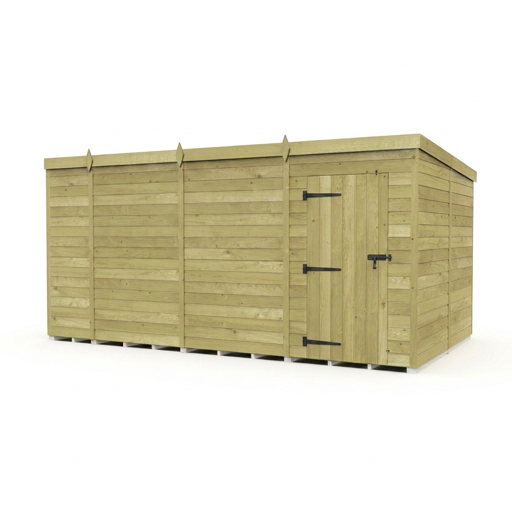 14 x 8 Pent Shed (Single Door, No Windows)