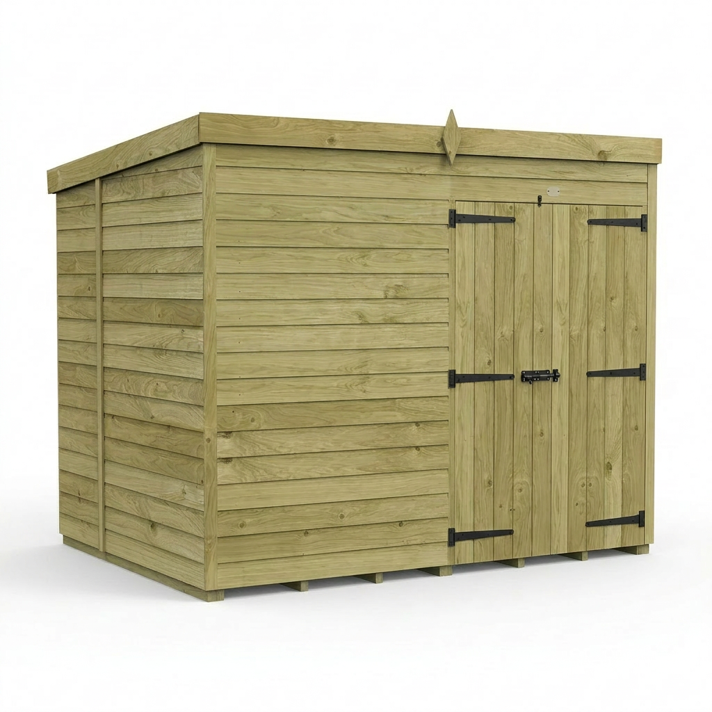 8 x 6 Pent Shed (Double Door, No Windows)