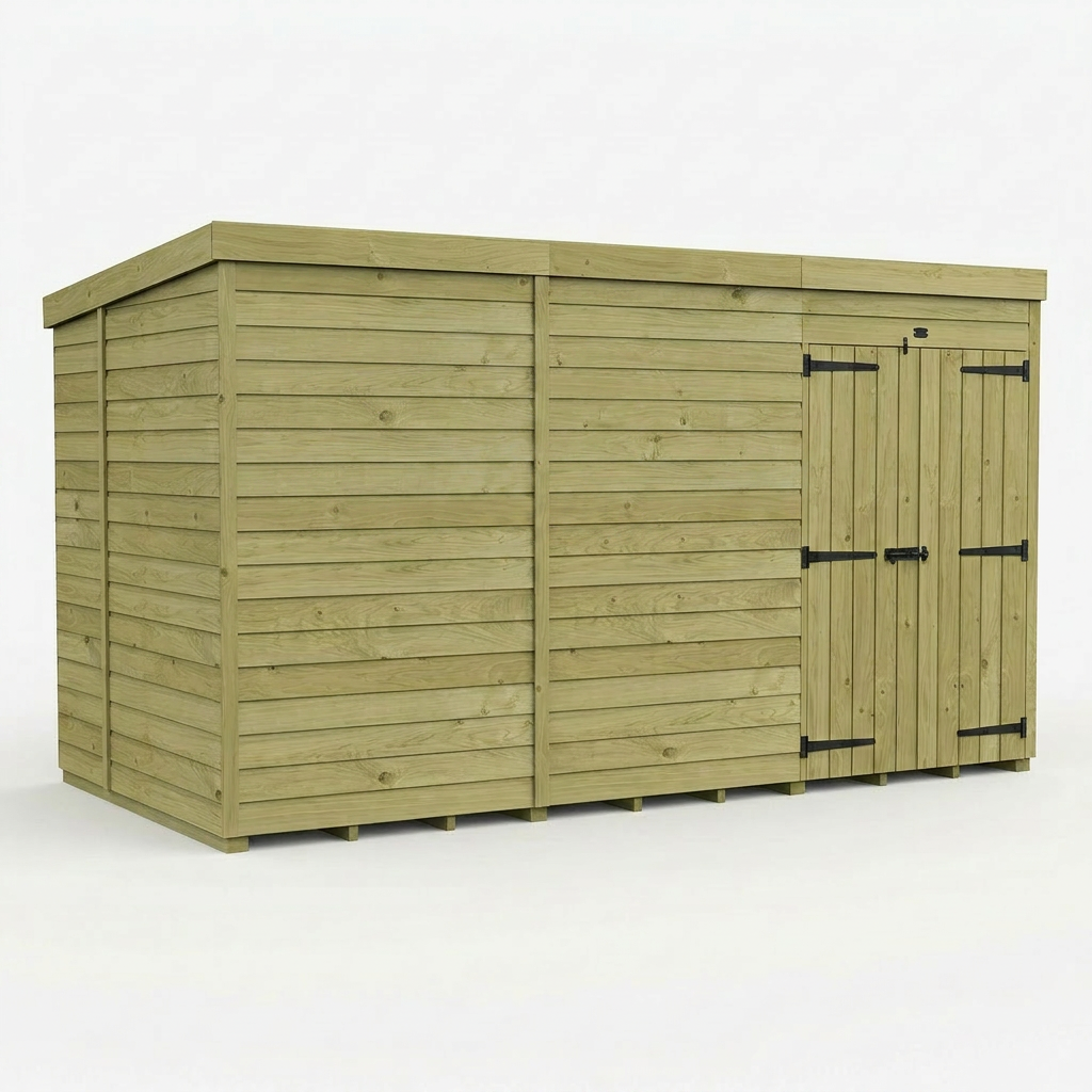 12 x 6 Pent Shed (Double Door, No Windows)