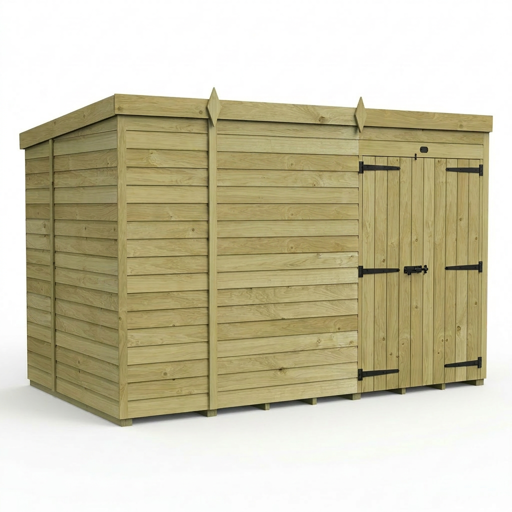 10 x 6 Pent Shed (Double Door, No Windows)