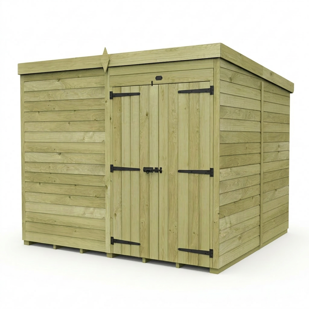 7 x 7 Pent Shed (Double Door, No Windows)
