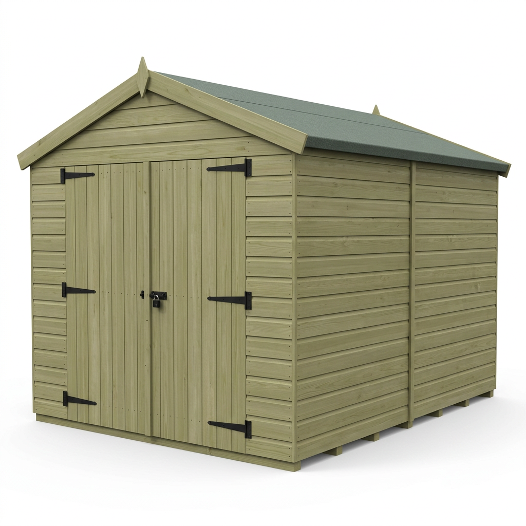 8 x 10 Apex Shed (Double Door, No Windows)
