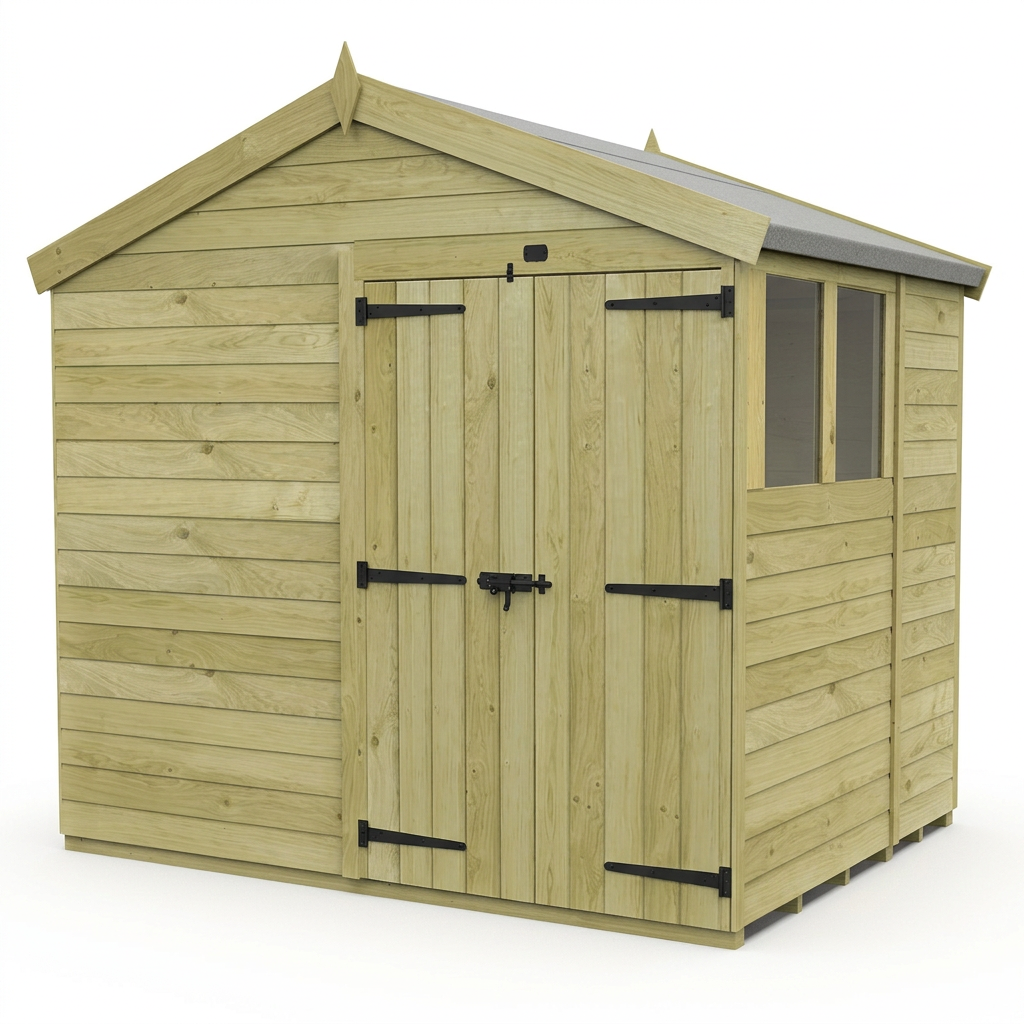 6 x 8 Apex Shed (Double Door, With Windows)