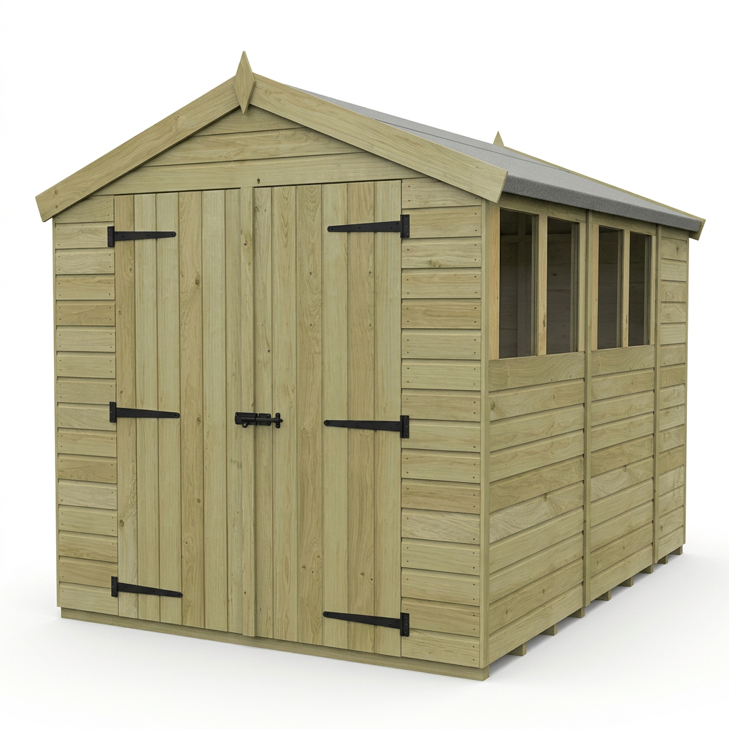 8 x 10 Apex Shed (Double Door, With Windows)