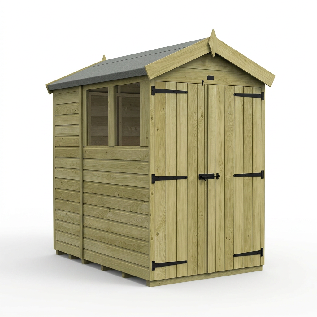4 x 6 Apex Shed (Double Door, With Windows)