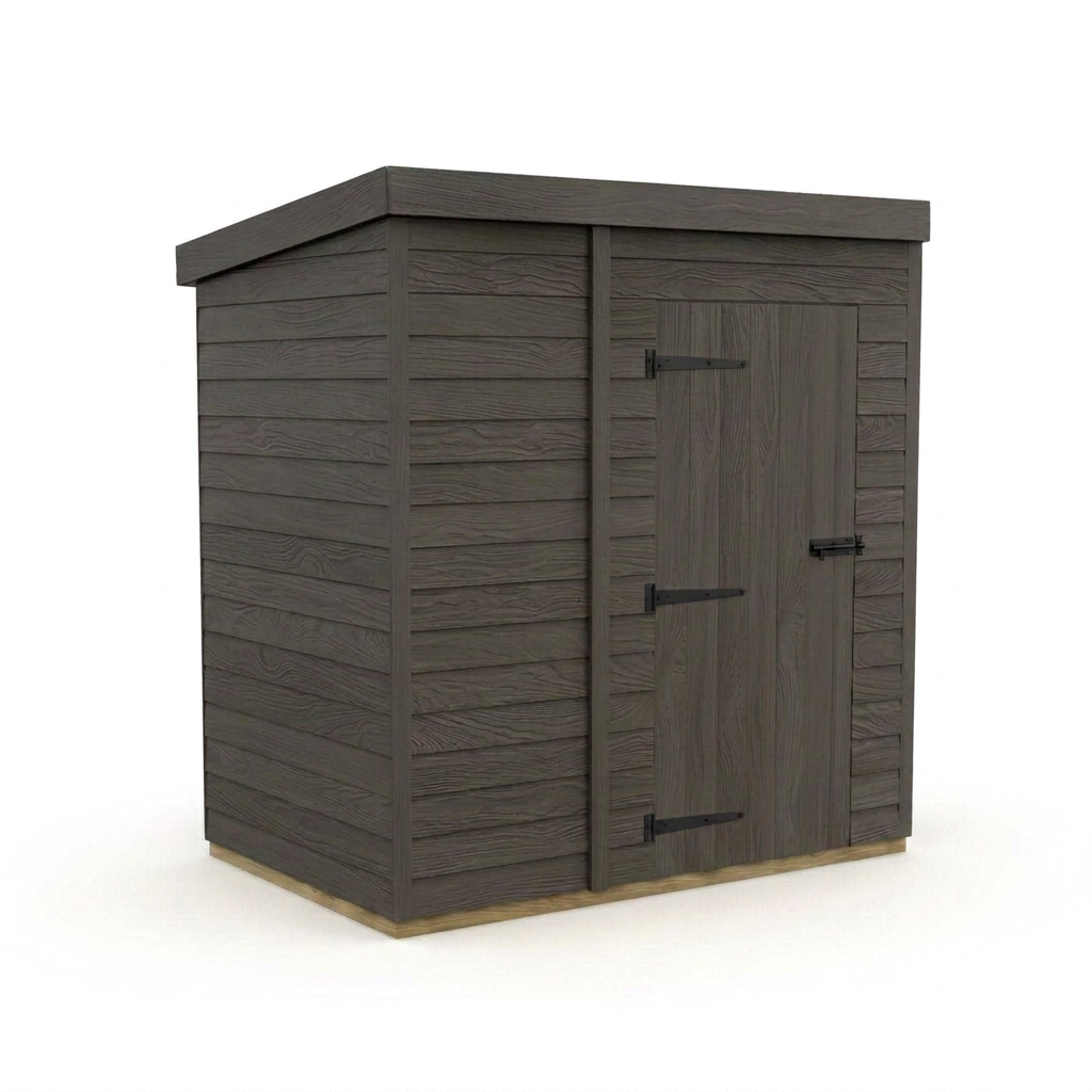 6x4 Pent Composite Shed (Single Door, No Windows)