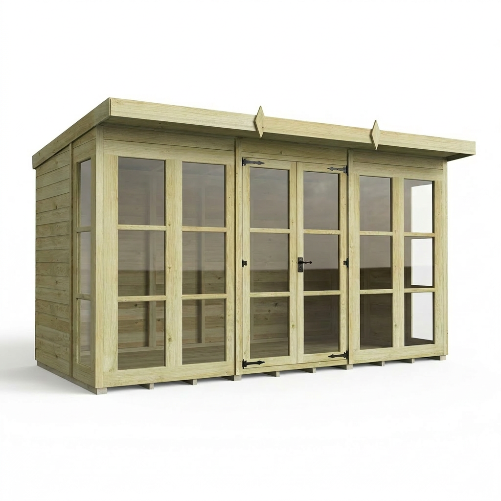 12 x 6 Georgian Window Pent Summer House